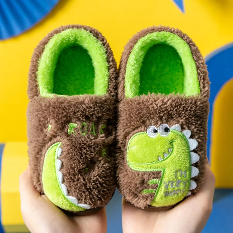 Baby cotton slippers 1-3 years old 2 men autumn/winter indoor anti slip children plush children's cotton shoes bag heel home sho