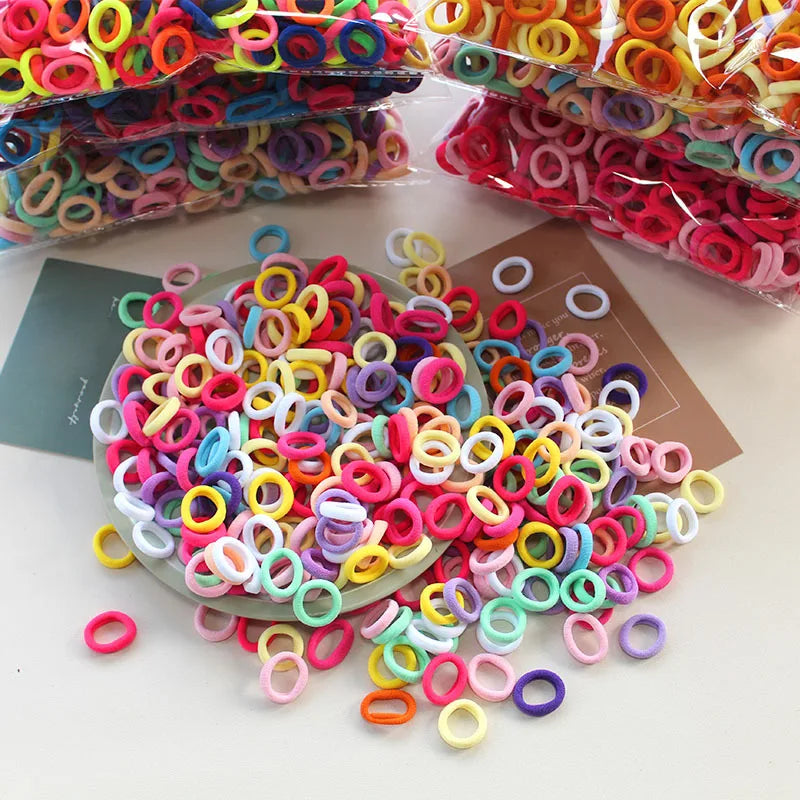 100/300/500Pcs Hair Bands for Children Colorful Nylon Scrunchie Hair Ties Rubber Band Kids Elastic Leagues Girl Hair Accessories