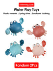 2Pcs Baby Toys Bathing Cartoon Animal Crab Swimming Pool Water Play Game Chain Clockwork Bath Toys For Children