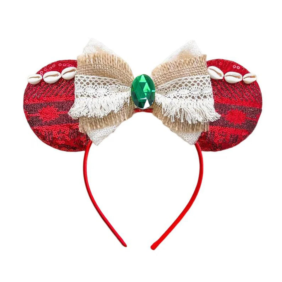 2025 New Style Mickey Minnie Ear Headband Sequin Bows Girl Adult Kids Halloween Party Cosplay Hair Accessories Princess Hairband