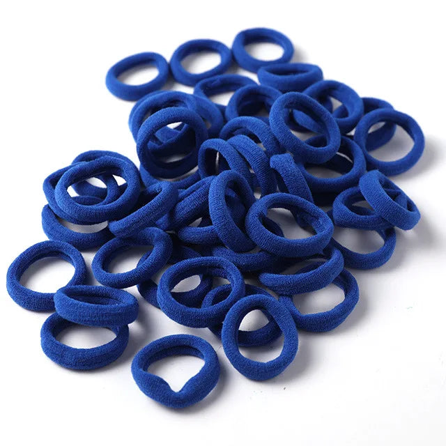 50pcs 3cm Candy Color Nylon Elastic Hair Bands Rubber Bands Scrunchies Hair Ropes Ponytail Holder Hair Accessories Set Black Red