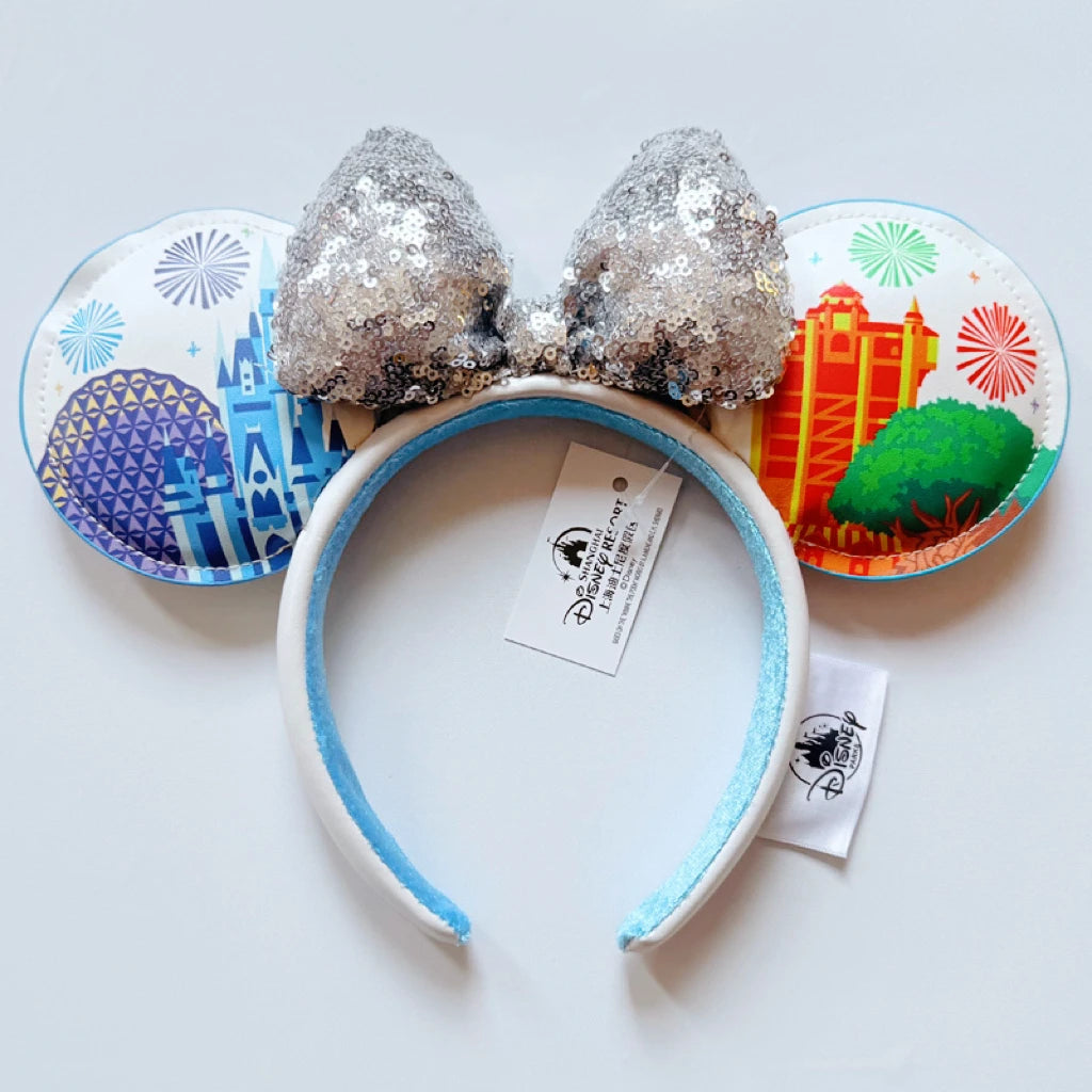 Disney Princess Headband Mickey Ear Rapunzel Snow White Sequin Bow Hair Hoop Gift Girl Accessories Halloween Gift Christmas Jack