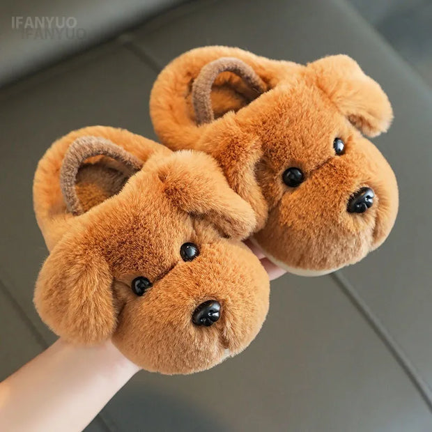 Children's Cotton Slippers for Boys Aged 1-5 Years Old Cute Cartoon Girls' Slippers Infants and Young Children Autumn and Winter