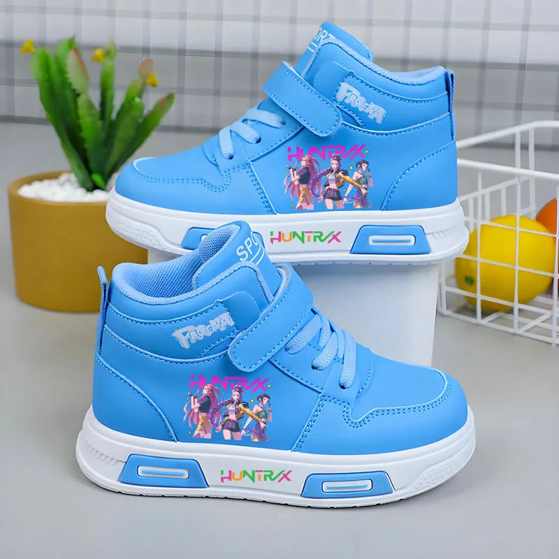 New Kpop Demon Hunter Children Sneakers For Girls High-Top Shoe Autumn White Shoe Casual Running Shoe Anti Slip Soft Sole Tenis