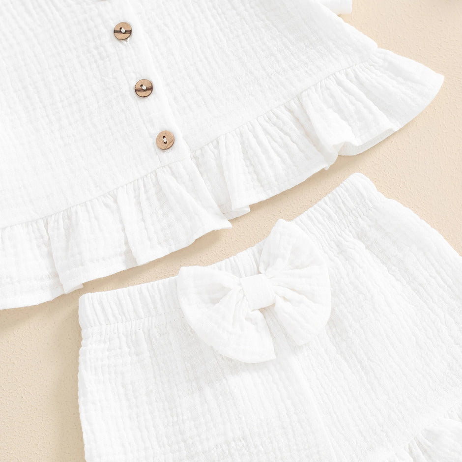 ma&baby 6M-4Y Toddler Infant Kid Baby Girl Clothes Sets Ruffle Button Tops Shorts Summer Casual Clothing Outfits