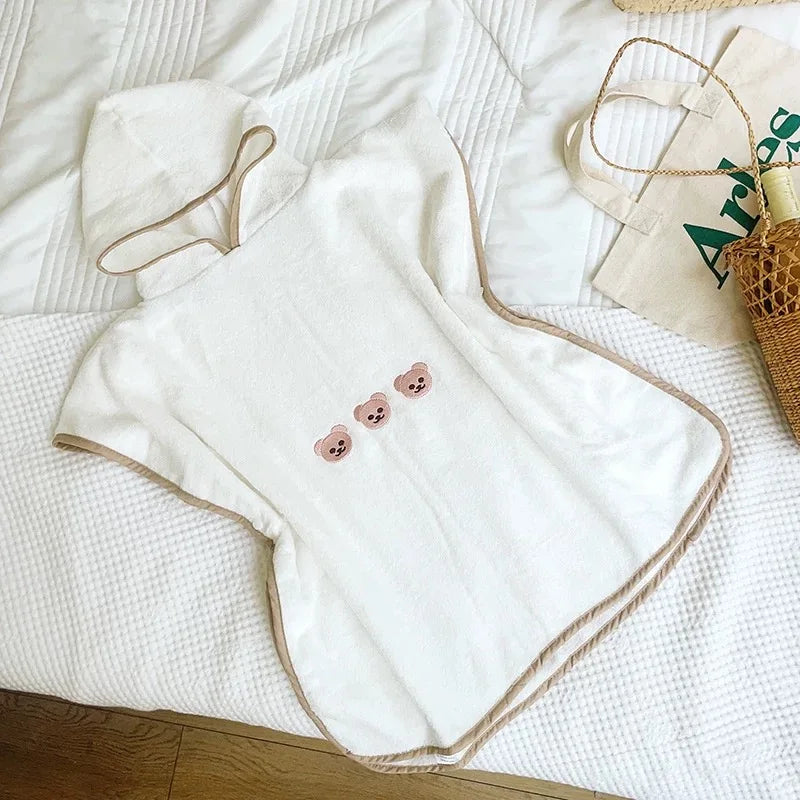 Baby Bath Towel Hooded Soft Coral Velvet Child Bathrobe Cute Cartoon Animal Warm Toddler Sleeping Swaddle Wrap Towel Blanket