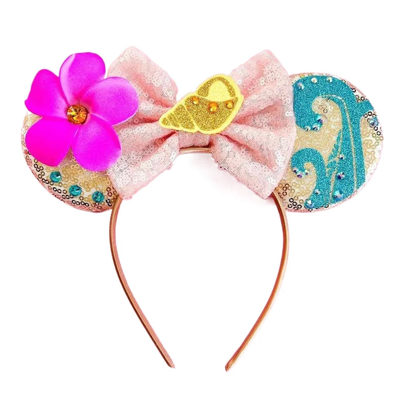 2025 New Style Mickey Minnie Ear Headband Sequin Bows Girl Adult Kids Halloween Party Cosplay Hair Accessories Princess Hairband