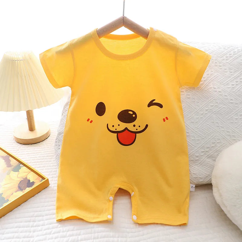 Infant Toddler Crawling Clothes Cotton Summer Boys Girls Thin Baby Short Sleeve Romper Children's Onesie