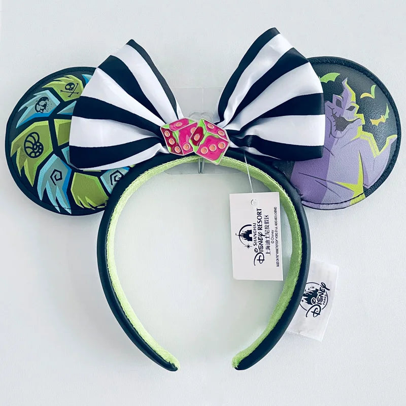 Disney Princess Headband Mickey Ear Rapunzel Snow White Sequin Bow Hair Hoop Gift Girl Accessories Halloween Gift Christmas Jack