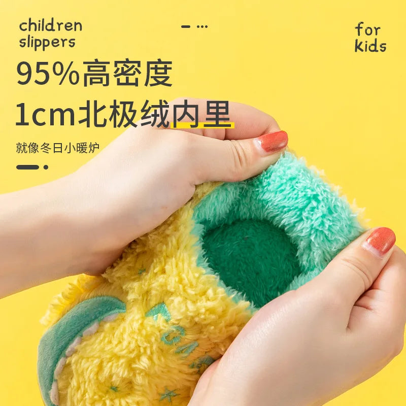 Baby cotton slippers 1-3 years old 2 men autumn/winter indoor anti slip children plush children's cotton shoes bag heel home sho