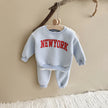 2Pcs Baby Clothing Set Boys Girls NewYork Print Sports Top Pants Suit Sweatshirt Winter Toddler Outfit Thick Newborn Clothes