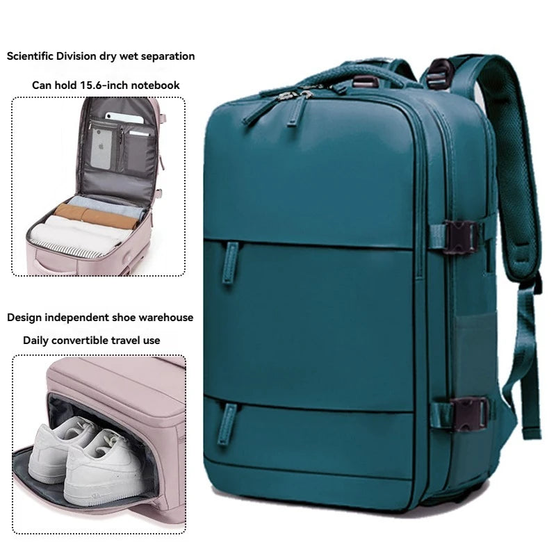 Large capacity women's dry wet separation backpack, commuting computer bag, multifunctional waterproof backpack