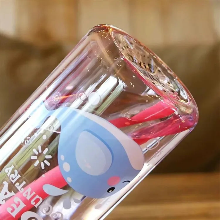 480ML Kids Handheld Portable Cartoon Pattern Water Sippy Cup Feeding Cup with Straws Leakproof Bottle For Outdoor Sports