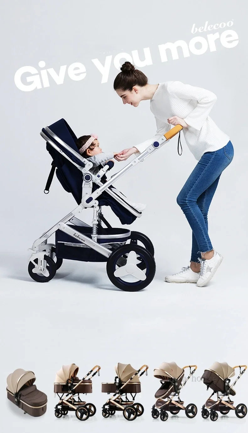 Baby Stroller 3 in 1 With Car Seat,High Landscape  Stroller Luxury Infant Stroller Set Newborn Baby Car Seat Trolley Pushchair