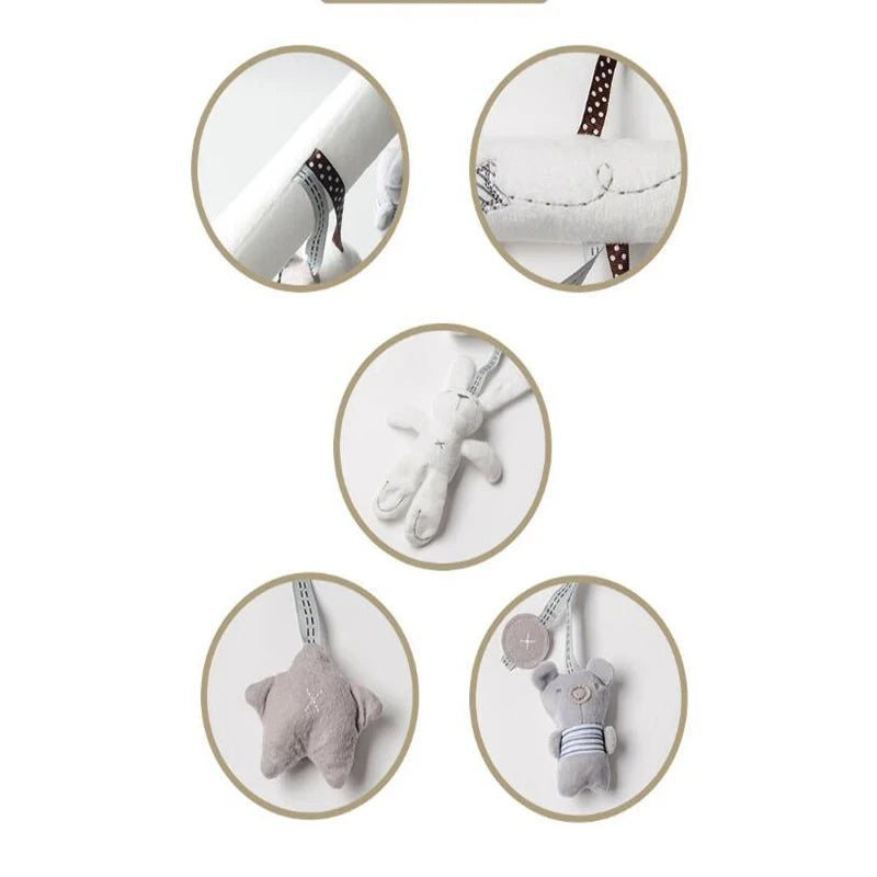New Hanging Bed Rabbit Baby Hand Bell Safety Seat Plush Toy Multifunctional Plush Toy Stroller Mobile Gifts