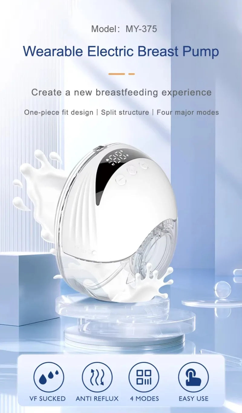 Portable Breast Pump Hands Free Wireless Wearable Electric Breast Pump BPA Free 4 Modes 12 Levels Silicone with LED Display