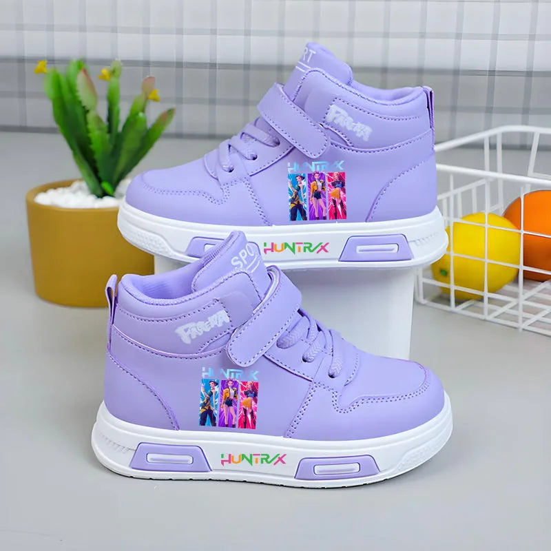 New Kpop Demon Hunter Children Sneakers For Girls High-Top Shoe Autumn White Shoe Casual Running Shoe Anti Slip Soft Sole Tenis