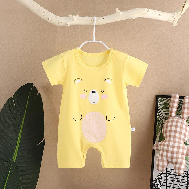 Infant Toddler Crawling Clothes Cotton Summer Boys Girls Thin Baby Short Sleeve Romper Children's Onesie