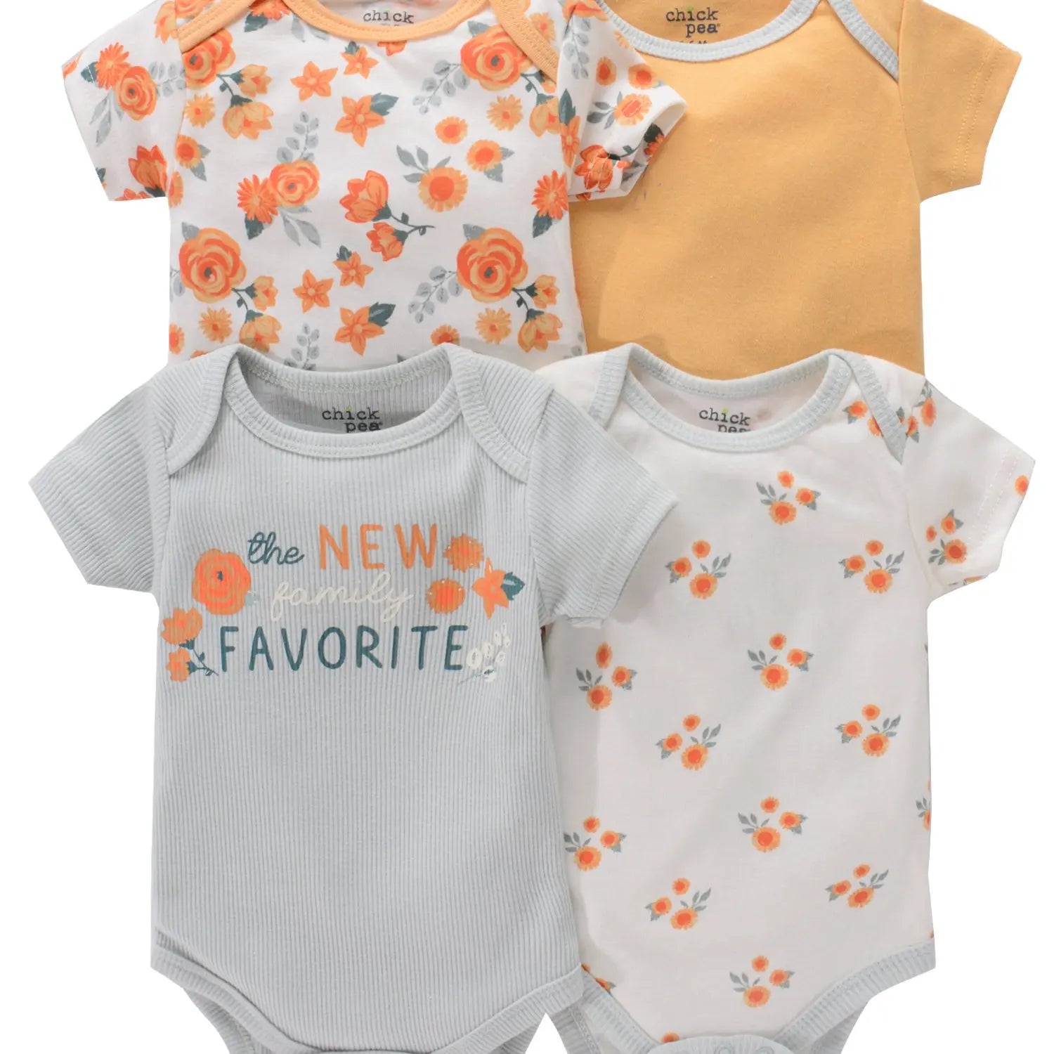 4PCS Newborn Infant Romper Short Sleeve Round Neck Cartoon Animal Flowers Print Bodysuit Onesies For Baby Boys And Girls Clothes