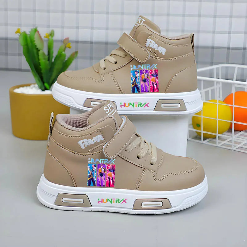 New Kpop Demon Hunter Children Sneakers For Girls High-Top Shoe Autumn White Shoe Casual Running Shoe Anti Slip Soft Sole Tenis