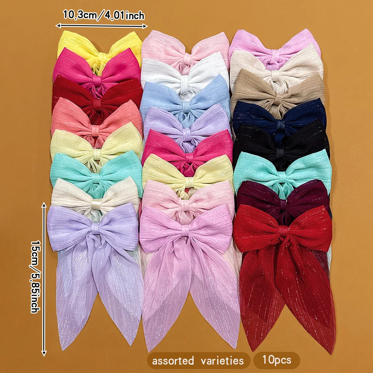 10 colors of random bow hair clips suitable for daily use as hair accessories