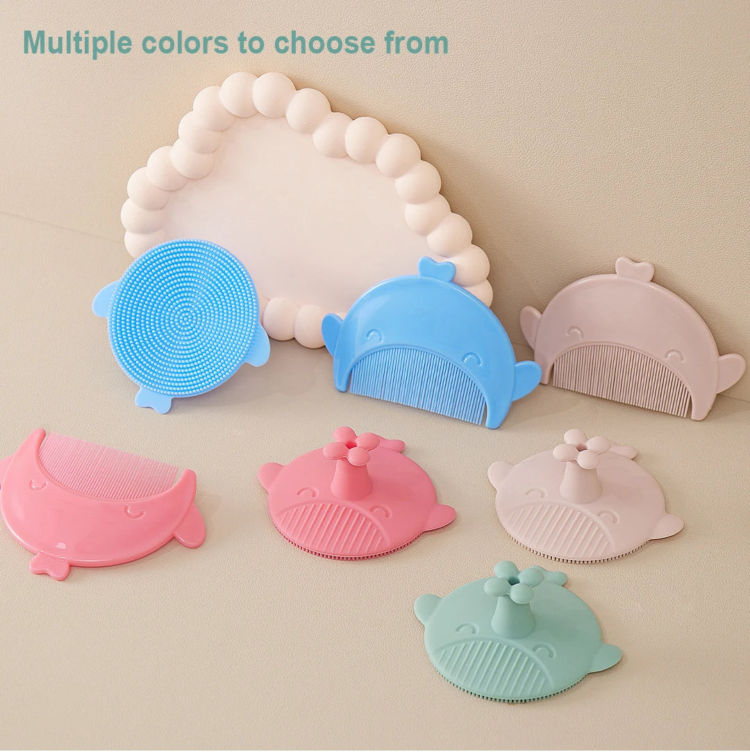 2pcs Set Infant Silicon Head Massager Fetal Head Fat Comb Toddler Bathing Soft Comb Newborn Hair Cleaning Baby Care Accessories