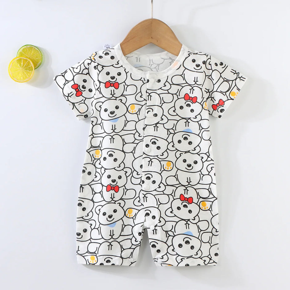 New Baby Onesies Climbing Clothes Pure Cotton Summer Newborn Boys Girls Rompers Short-Sleeved Thin Harness Infant Clothes