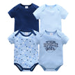 New Baby Boy Clothes Summer 100%Cotton Blue Grey Tie Print Three Piece Short Sleeve Bodysuit Pants vetements bebe For 0-12M