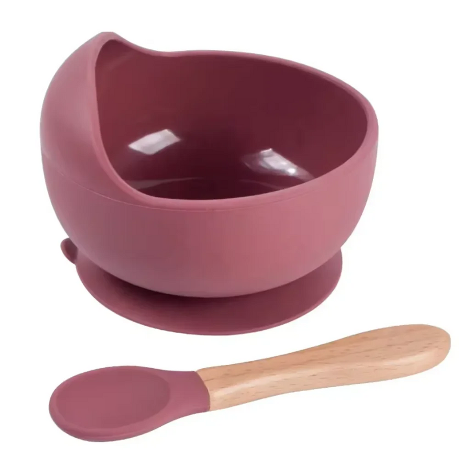 High Quality Spill-Proof Silicone Feeding Bowl Baby Dishes Kid Dinner Spoon Food Grade Silicone Baby Silicone Tableware