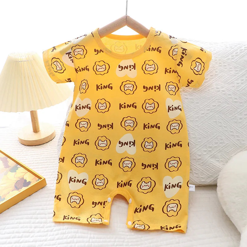 Infant Toddler Crawling Clothes Cotton Summer Boys Girls Thin Baby Short Sleeve Romper Children's Onesie