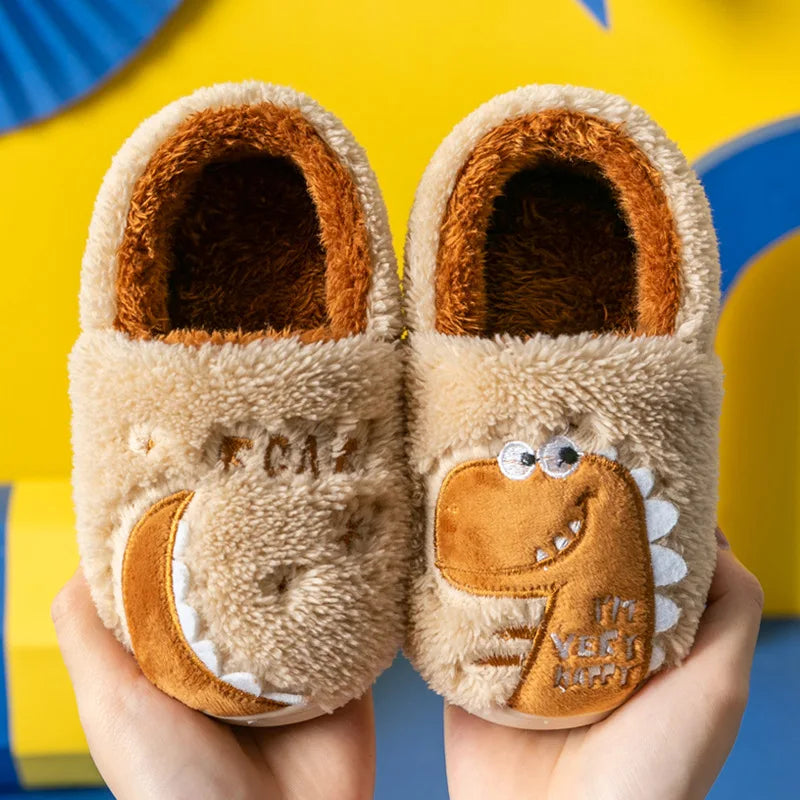 Baby cotton slippers 1-3 years old 2 men autumn/winter indoor anti slip children plush children's cotton shoes bag heel home sho