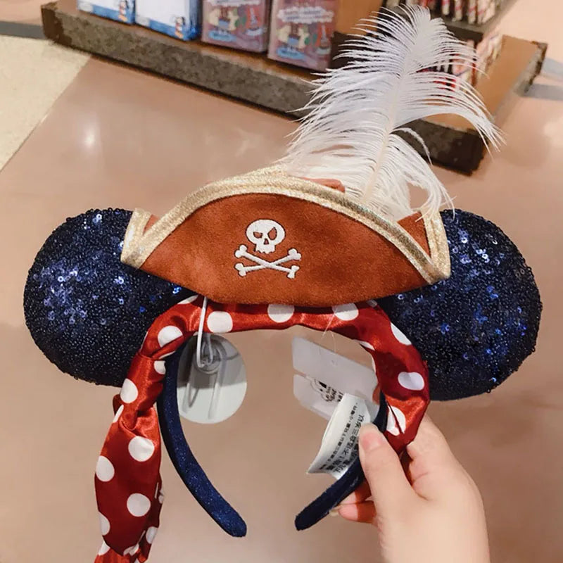 Disney Princess Headband Mickey Ear Rapunzel Snow White Sequin Bow Hair Hoop Gift Girl Accessories Halloween Gift Christmas Jack