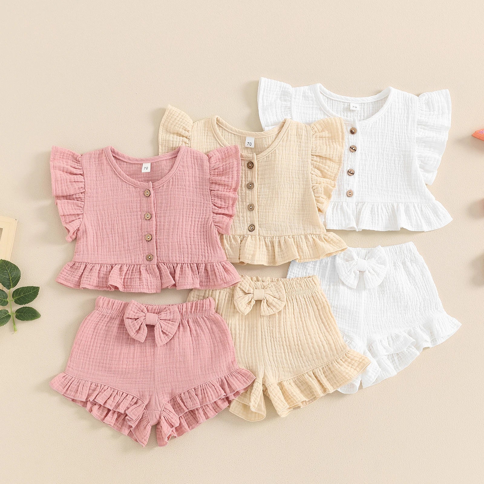 ma&baby 6M-4Y Toddler Infant Kid Baby Girl Clothes Sets Ruffle Button Tops Shorts Summer Casual Clothing Outfits
