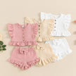 ma&baby 6M-4Y Toddler Infant Kid Baby Girl Clothes Sets Ruffle Button Tops Shorts Summer Casual Clothing Outfits