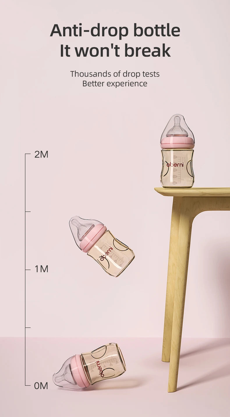 Oberni 150ml+180ml PPSU Imitated Breast Baby Milk Bottle set Anti bloating 0-6 Newborn Baby Bottle With Resistant to Falling