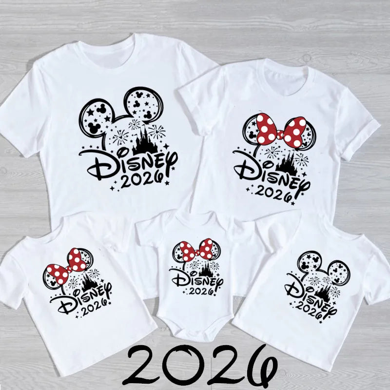 Disney Trip Mickey Minnie Mouse Family Matching Shirts Cotton Dad Mom Bro Sis Kids T Shirt Baby Rompers Matching Clothes