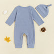 Citgeett Autumn Infant Baby Boy Romper Casual Letter Print Long Sleeve Jumpsuit Beanies Hat Set Fall Outfit Clothes