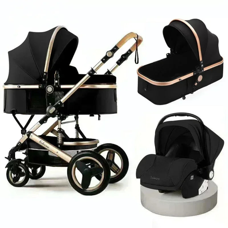 Baby Stroller 3 in 1 With Car Seat,High Landscape  Stroller Luxury Infant Stroller Set Newborn Baby Car Seat Trolley Pushchair