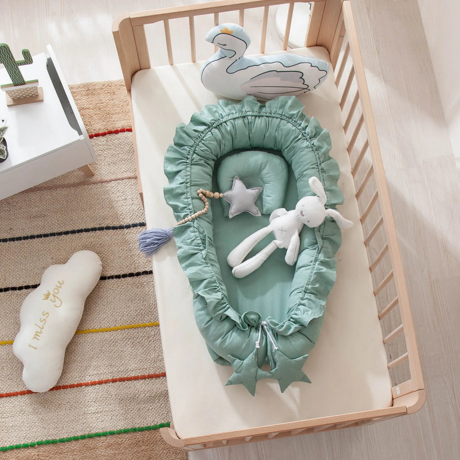 Solid Color Ruffles Baby Cribs Soft Cotton Comfortable Baby Crib Newborn Infant High Quality Baby Cribs Sleeping Care Tools New