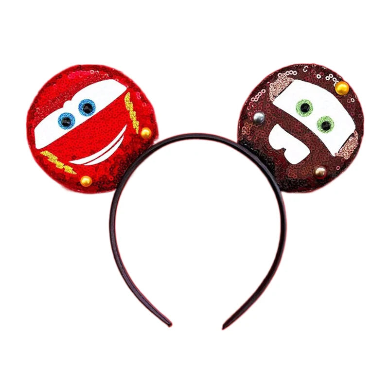 2025 New Style Mickey Minnie Ear Headband Sequin Bows Girl Adult Kids Halloween Party Cosplay Hair Accessories Princess Hairband