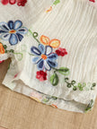 Summer New Arrival Girls' Colorful Embroidered Lace Floral Embroidery Craftsmanship Double-Layer Sleeveless Short-Sleeve Top & E