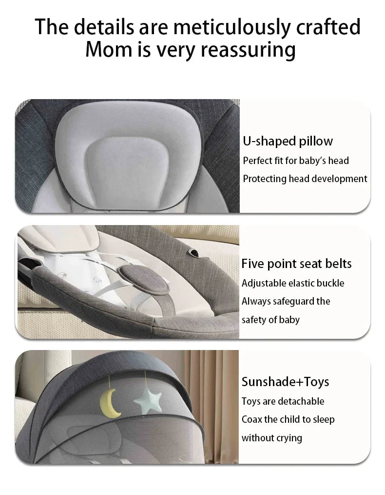 Multipurpose Electric Baby Sleep Rocking Chair Automatic Swing Infant Rocker Comfort Cradle Stroller Toys for Baby 0-3 Years Old