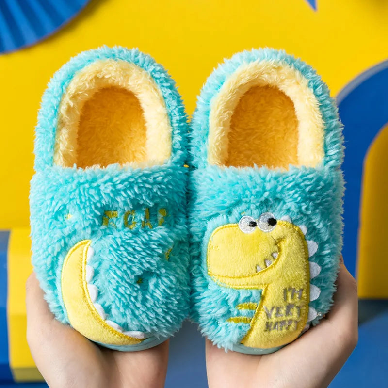 Baby cotton slippers 1-3 years old 2 men autumn/winter indoor anti slip children plush children's cotton shoes bag heel home sho