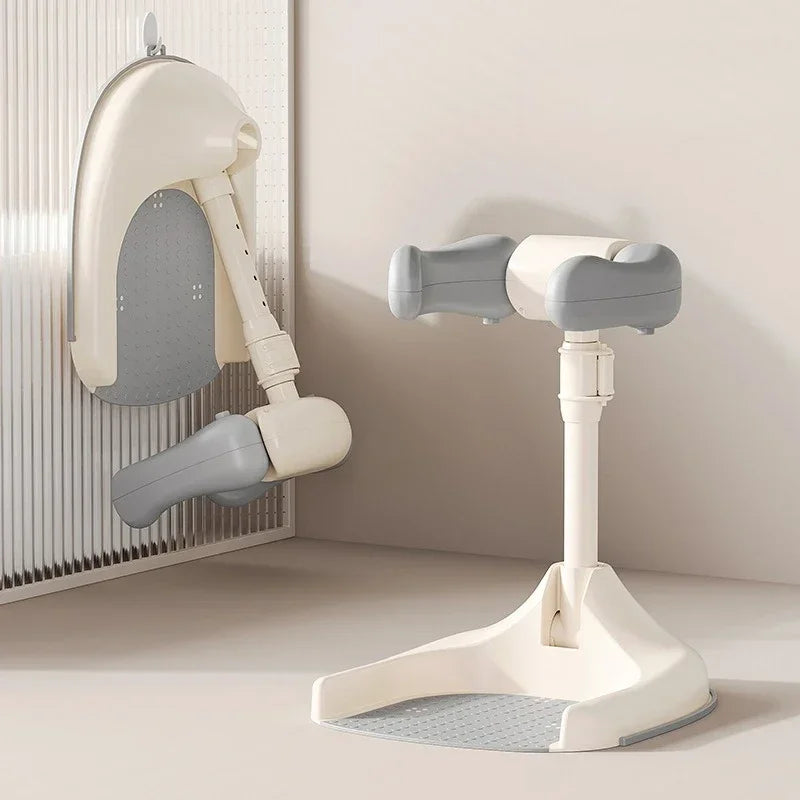 Adjustable Baby Standing Bath Support with Wash Basin Rack – Infant Toddler Shower Seat for Easy Butt Washing & Bathing Aid