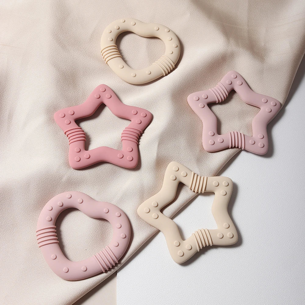New star silicone teether Food Grade heart baby Teething toy
