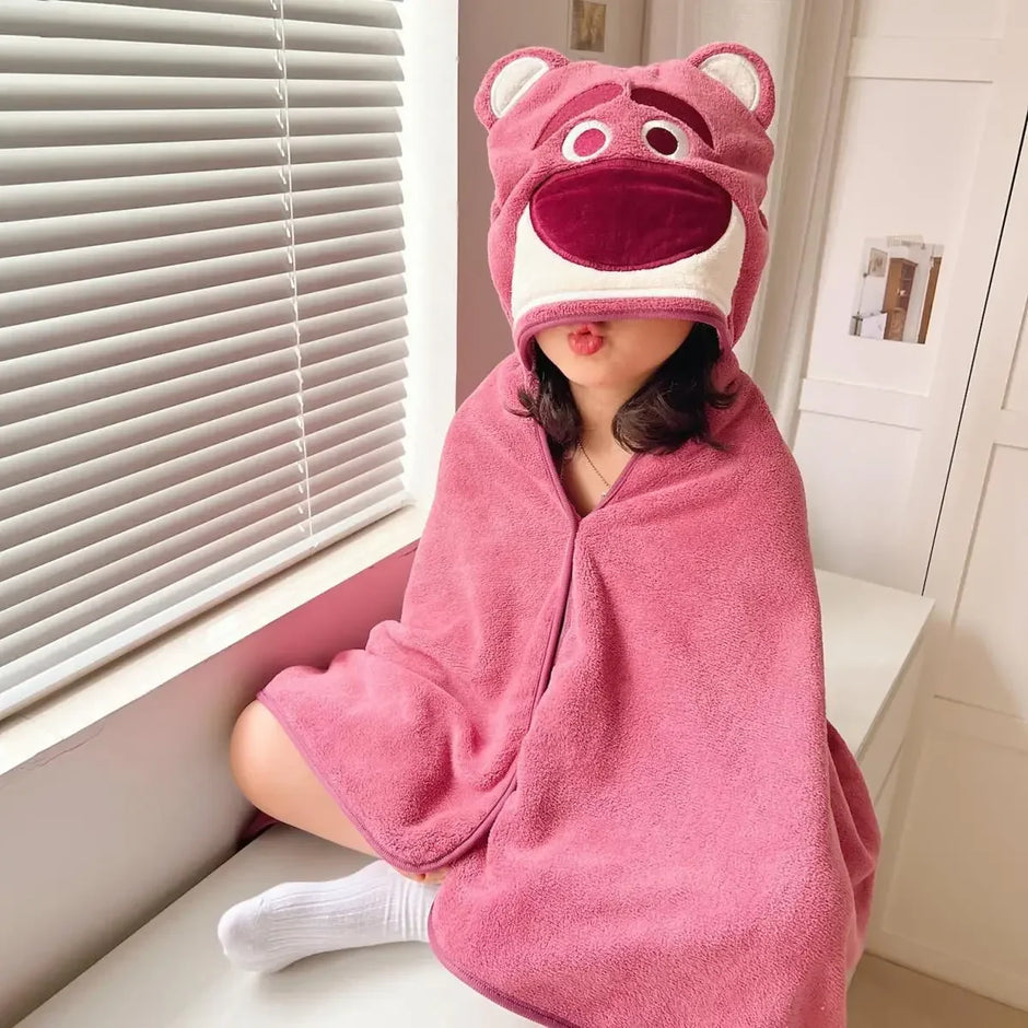 Cute Baby Hooded Bath Towel for Children Super Soft Absorbent Bathrobe Cartoon Blanket Quickdry Sleepwear for Infant Newborn