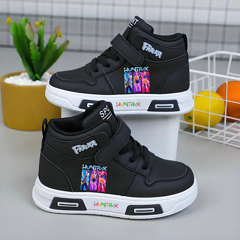 New Kpop Demon Hunter Children Sneakers For Girls High-Top Shoe Autumn White Shoe Casual Running Shoe Anti Slip Soft Sole Tenis