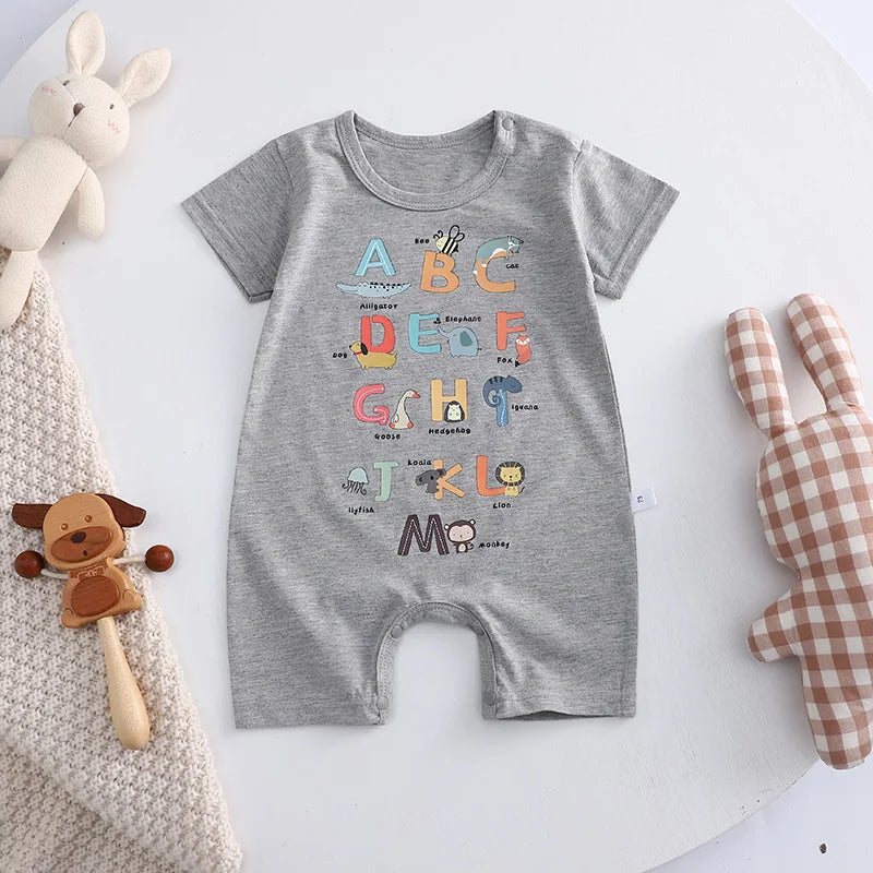 Infant Toddler Crawling Clothes Cotton Summer Boys Girls Thin Baby Short Sleeve Romper Children's Onesie