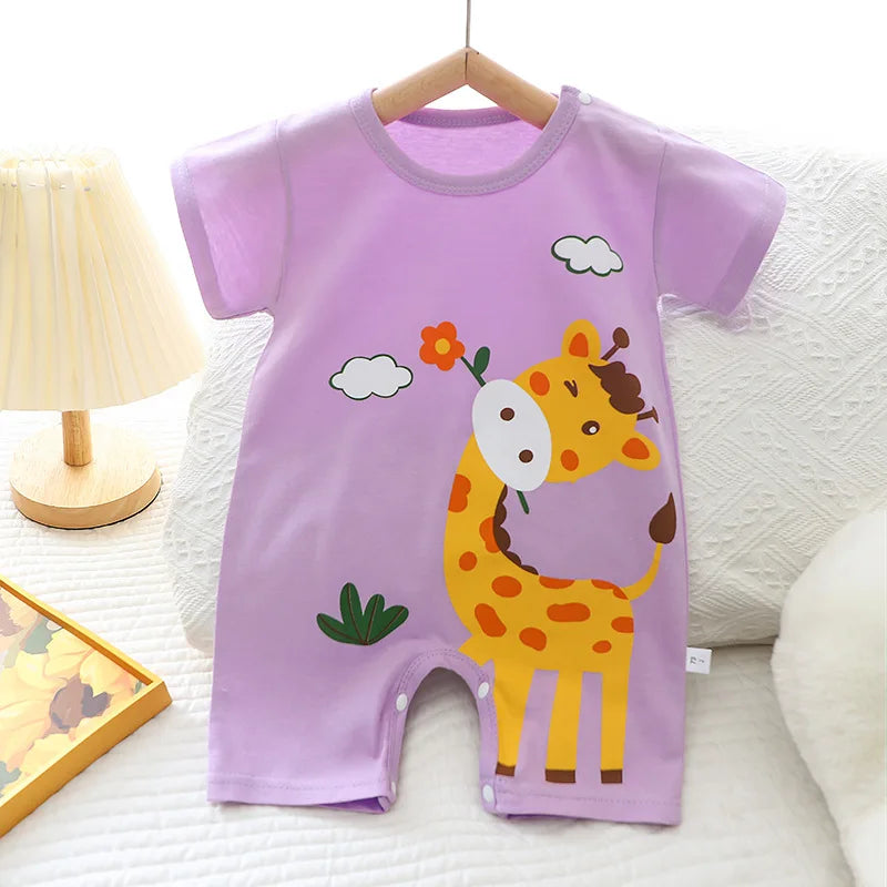 Infant Toddler Crawling Clothes Cotton Summer Boys Girls Thin Baby Short Sleeve Romper Children's Onesie