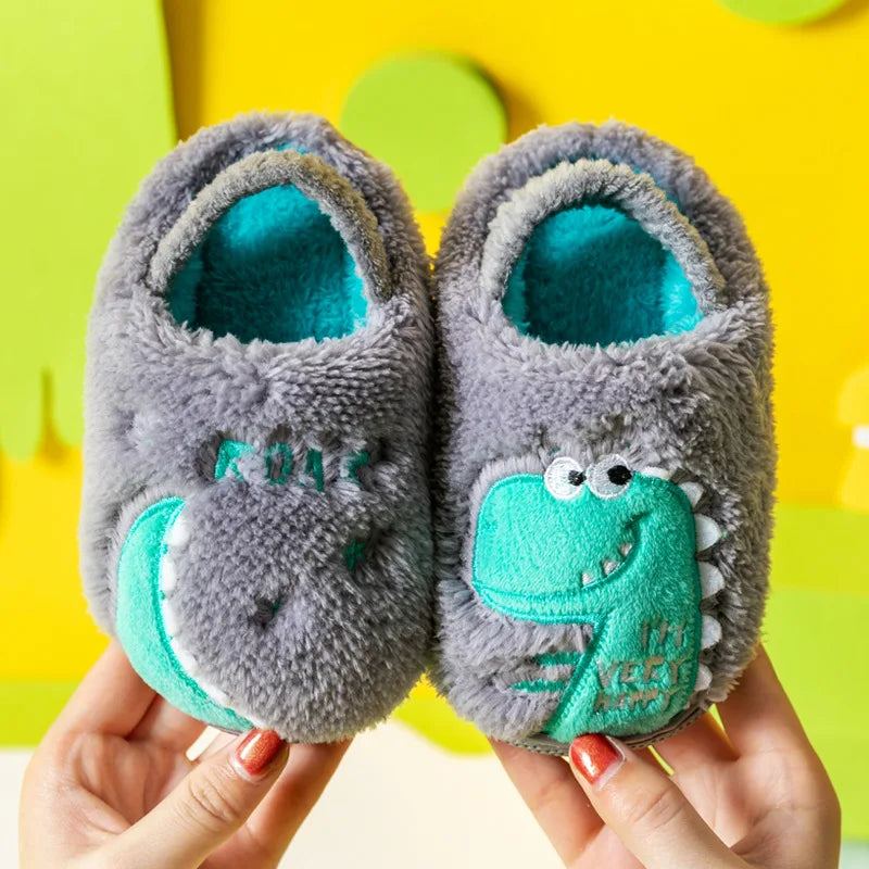 Baby cotton slippers 1-3 years old 2 men autumn/winter indoor anti slip children plush children's cotton shoes bag heel home sho